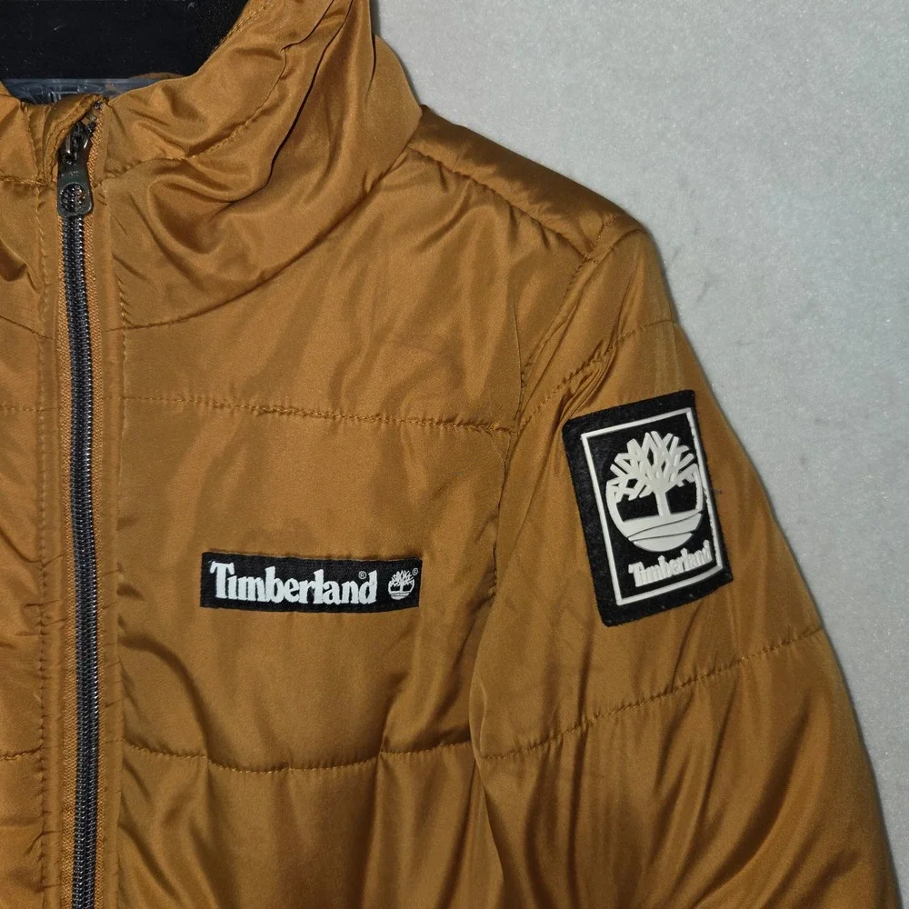 Timberland Kids Puffer‎ Jacket Coat Hooded Full Zip Brown Size S/8 Childs Unisex